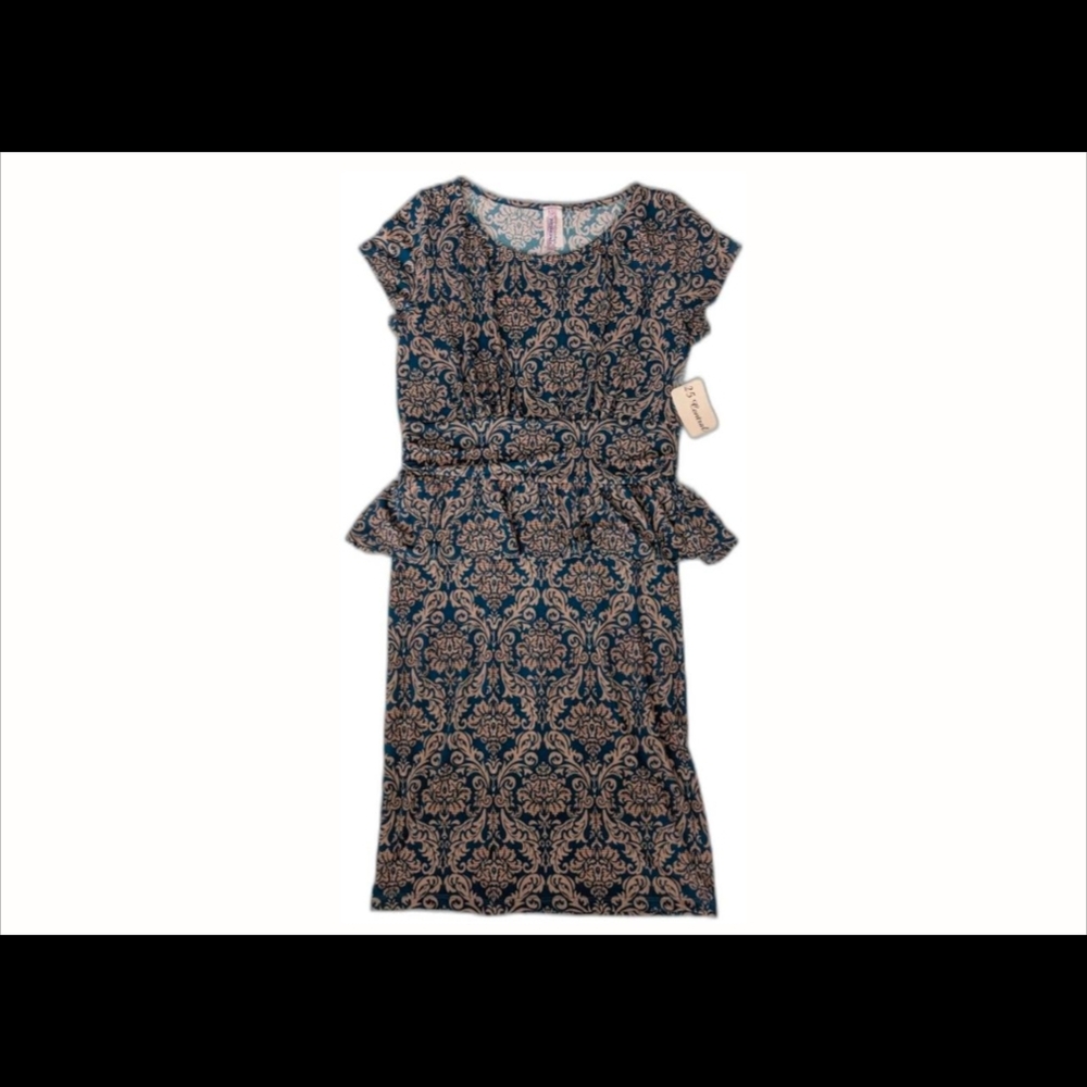 Purple Rain NWT Navy & Tan Peplum Dress – Size M